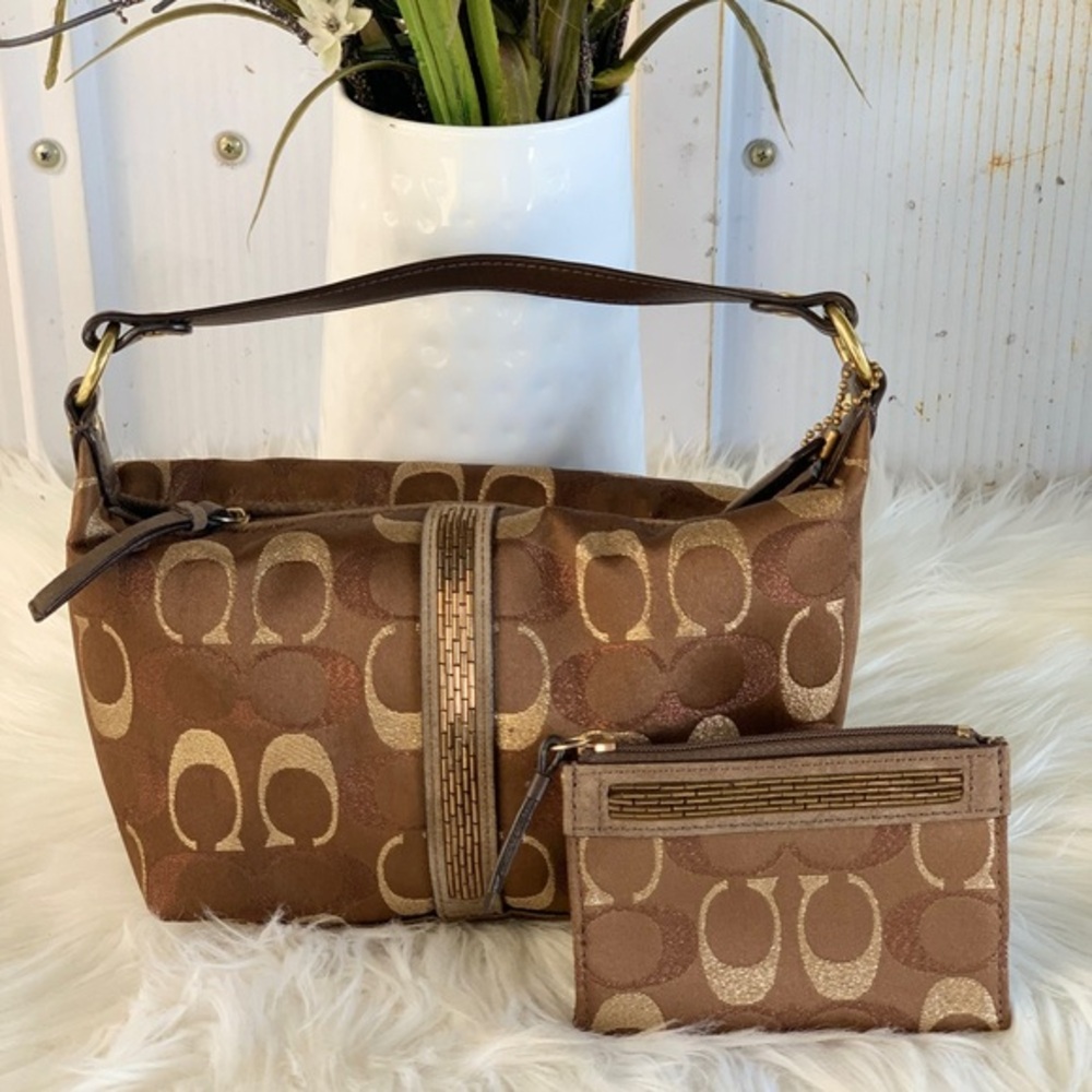 NWOT Coach LIMITED EDITION Monogram Mini Handbag and Card case Set Y2K